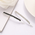 Bobby pin de strass curvo de 6,5 cm prata / preto bling metal grampo de cabelo acessórios de grampo de cabelo de prata